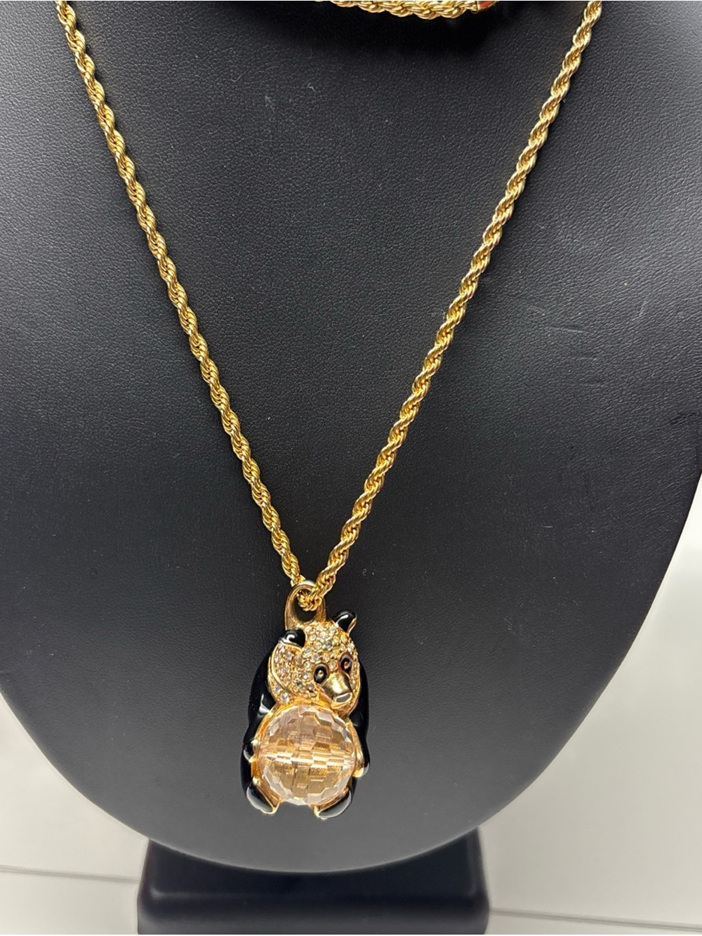 Gold Panda Crystal Pendant Necklace - Women Jewelry